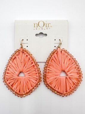 Noir Jewelry Coral Beaded Taffetta Diamond Shaped Earrings